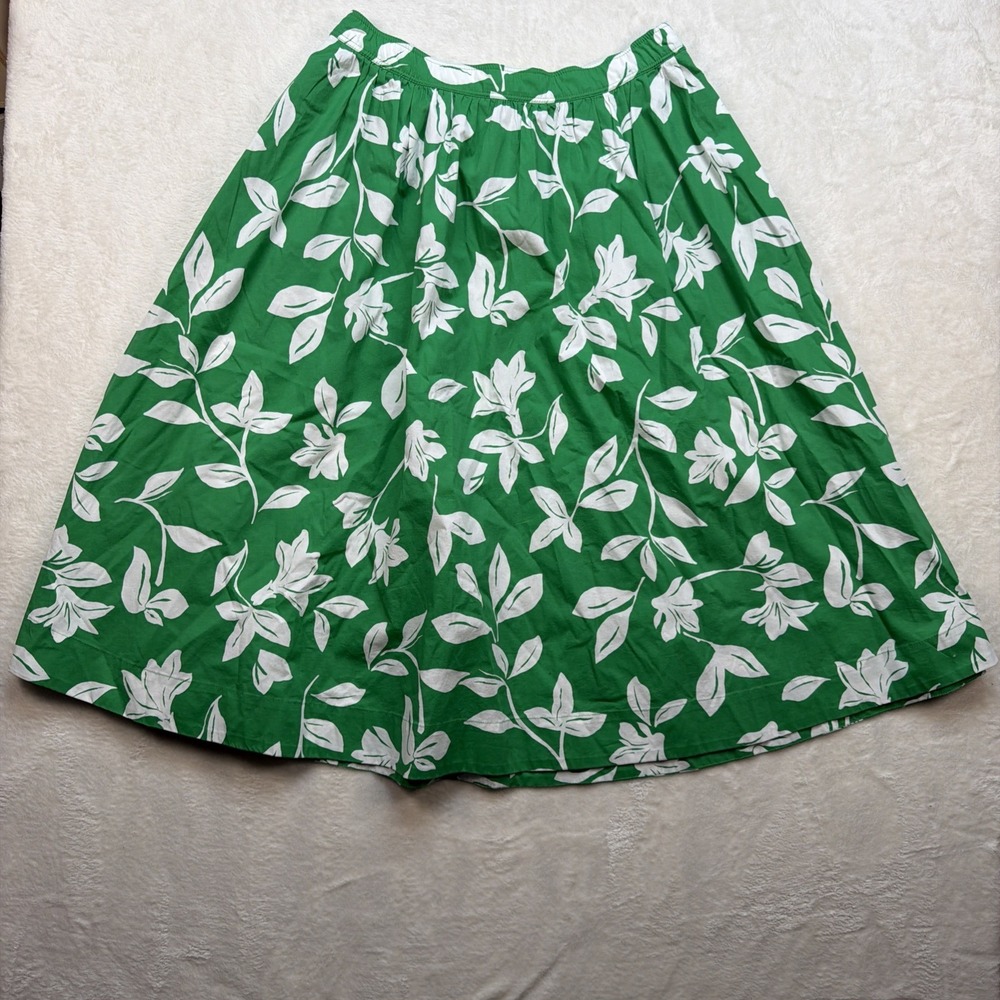 J Crew Floral Two Piece Set Womens Size 6 Green Crop Top Skirt Matching - Picture 10 of 16